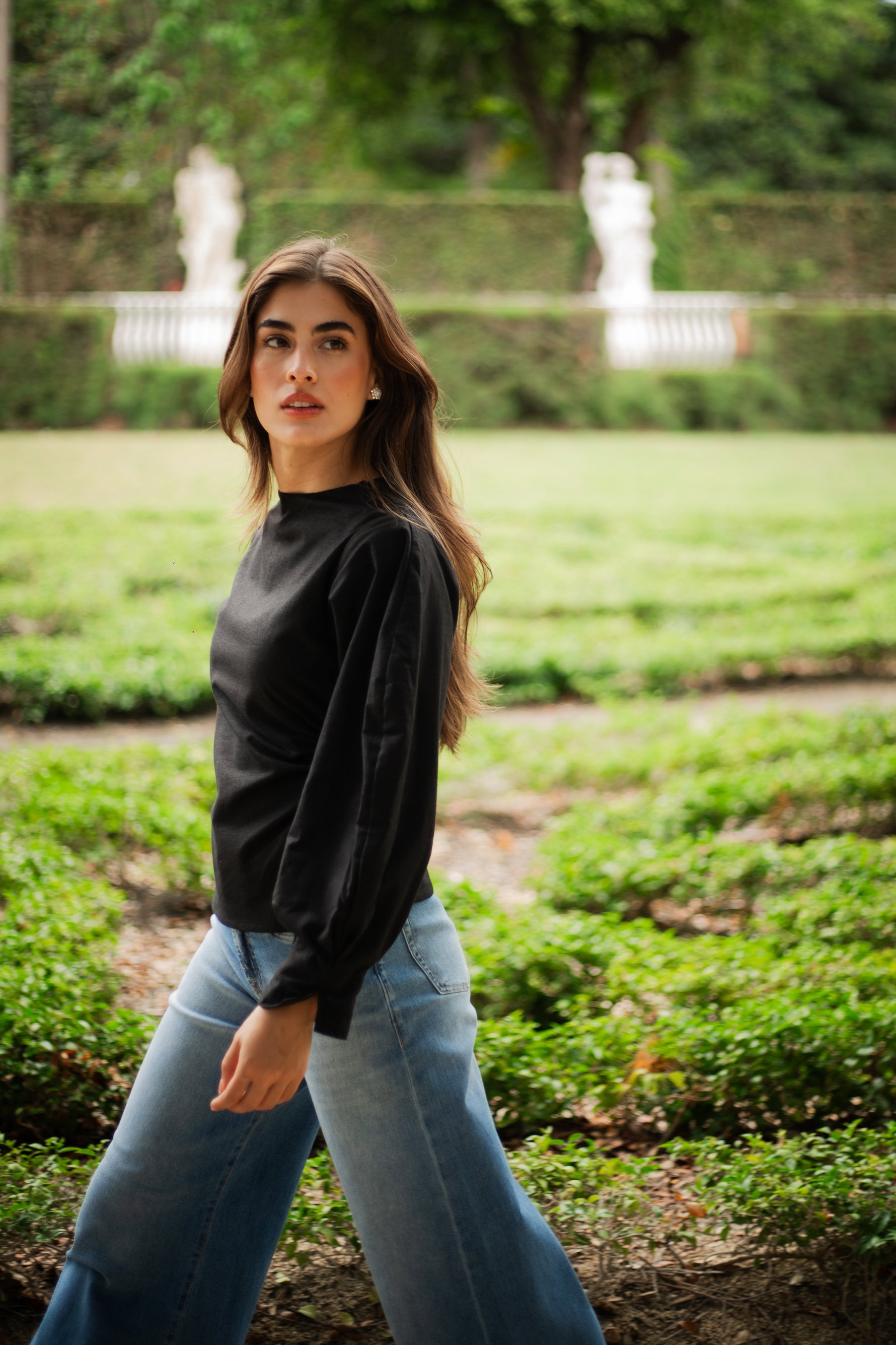Blue outfit on street